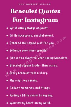 a pink poster with the words bracquet quotes for instagram