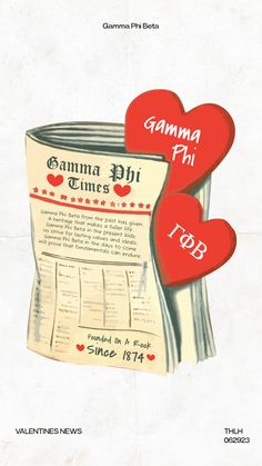 an advertisement with two red hearts on top of it and the words amama phi times