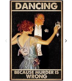 an old poster with a man and woman dancing