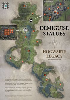 the hogwart's map from harry potter is shown in this image, which includes locations