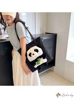 BirdinBag - Chic Cartoon Panda Design Tote Bag Inch Bag, Panda Design, Embellished Fashion, Design Tote Bag, Animal Bag, Cartoon Panda, Fashion Tote Bag, Details Pictures, Word Wrap