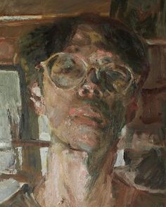 an oil painting of a man with glasses