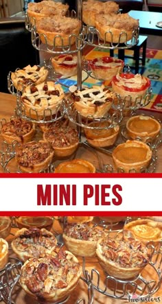 mini pies stacked on top of each other with the words mini pies above them