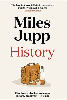 the cover of miles jupp's book history, with luggage and a bottle