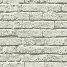 Brick-And-Mortar Wallpaper White Washed Brick, Industrial Brick, Grey And White Wallpaper, Grey Brick, Brick Veneer, How To Install Wallpaper, York Wallcoverings, Brick Wallpaper, Brick Patterns