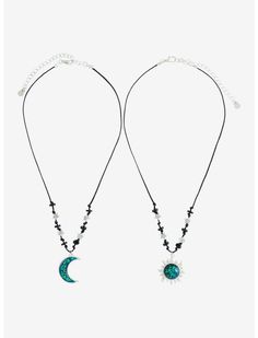 Festival Blue Jewelry With Moon Charm, Best Friends Necklaces Moon, Hot Topic Matching Necklaces, Festival Choker With Moon Charm, Celestial Moon Charms Necklace, Right Arrow Icon, Best Friend Necklaces, Friend Necklaces, Jewelry Accessories Ideas