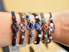 Crystal Macrame, Bracelets Macrame, Bracelets Crystal, Inner Harmony, Hemp Jewelry, Estilo Hippie, Healing Crystal Jewelry, Bracelet Crystal