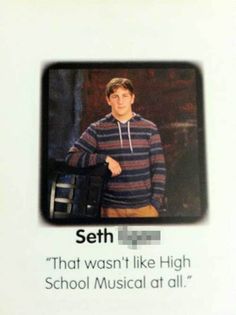 an ad for the school musical at all shows a young man in striped hoodie