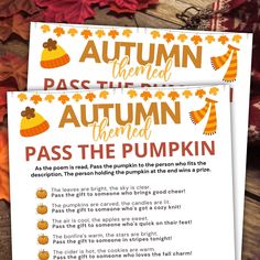 an autumn themed pass the pumpkin game