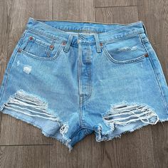 Distressed Levi Jean Shorts New Without Tags Size 31 Very Cute ! Levi Jean Shorts, Levi Shorts, Jean Shorts, Levi's, Color Blue, Womens Shorts, Collage, Tags, Women Shopping