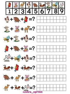 a worksheet for addition and subtraction with pictures on the same page