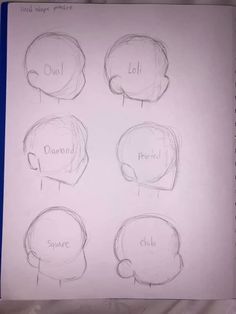 four different types of hair are shown in this drawing book, which shows how to draw them