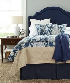 Wentworth Lakeland Bedding by Legacy Home | Fig Linens Transitional Bedding, Duvet Bed, Indigo Background, French Country Bedding, Country Bedding, Super King Duvet Covers, Cal King Bedding, Zen Bedroom, Decorative Lumbar Pillows