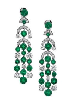 Syn Emerald Dangle Chandelier Earrings, 925 Sterling Silver Auction Jewelry | eBay Earrings Cartier, Bvlgari Earrings, Vogue Jewelry, Bulgari Jewelry, Bvlgari Jewelry, Jewellery Art, Earrings Green, White Gold Earrings, Emerald Earrings