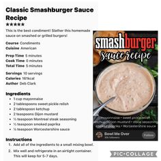 the recipe for smashburger sauce is shown