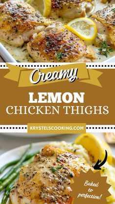 the recipe for creamy lemon chicken thighs is shown