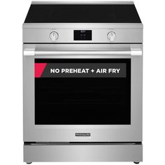 a stainless steel oven with no preheat and air fry on the front door