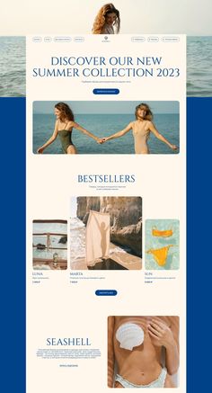 the website is designed to look like it could be used as an advertisement for swimwear