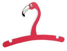 a pink flamingo sticker sitting on top of a white surface next to a red object