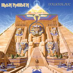 the cover art for iron maiden's power slave album, which features egyptian statues