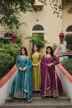 Parrot green wedding gown, designer Anarkali gown with sequin work, chinnon gown for festive, evening gown for function,reception maxi gown  Gown Details : Gown Color : 1) Rama 2) Perot 3) Wine FABRICS & WORK    :- Chinon with Rich Sequins Embroidered work SIZE         :- M(38"), L(40"), XL(42"), XXL(44") LENGTH  :- 50 INCH FLAIR       :- 3 MTR  LINING   :- Cotton  (Full Inner Top To Bottom) SLEEVES   :- Full Sleeves NECK TYPE   :- Round Neck STITCHING TYPE :- Standard Stitching  SHARARA:-  FABRICS & Work :- Chinon   LENGTH :- 40-42 Inch  LINING(Inner) :- Cotton (full Inner)  STITCHING:- Elastic Waist Standard Stitching DUPATTA :- FABRIC & WORK :-  Chinon with Rich Sequins Embroidered work LENGTH       :- 2.3 MTR WEIGHT        :- 1 KG For more collection please visit : https://etsy.me/42iJ Neck Stitching, Function Dresses, Saree Bollywood, Designer Anarkali, Pakistani Salwar Kameez, Patiala Salwar, Anarkali Gown, Madhuri Dixit, Ethnic Outfits