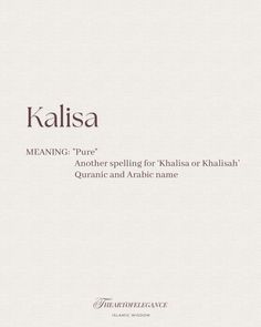 the cover of kalisa meaning pure, another spelling for khilka or khlushah