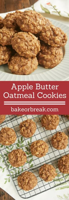 apple butter oatmeal cookies on a cooling rack with the title above it