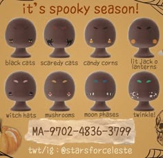 a poster with different types of halloween decorations on it's spooky season