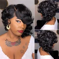 African Women Ladies Short Curly Wigs Hairs Pixie Wavy Bobs With Bangs Full Wigs, #AD, ##Full, #AD, #Bangs, #Bobs, #Wavy Short Afro Wigs, Afro Wig, Brown Curly Hair, Wig Curly, Short Afro, Curly Bob Wigs, Quick Weave Hairstyles, Human Wigs, Short Curly Wigs