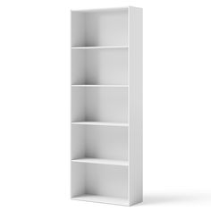 an empty white bookcase on a white background