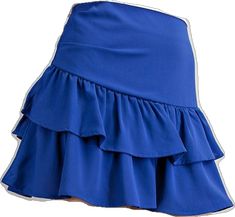 Blue Stretch Tiered Mini Skirt, Blue Ruffled Skort, Blue Ruffled Stretch Skort, Blue Stretch Ruffle Skort, Chic Blue Ruffled Skort, Blue Flowy Mini Skirt With Ruffles, Blue Tiered Ruffled Skort, Blue Asymmetrical Lined Mini Skirt, Chic Blue Ruffled Mini Skirt