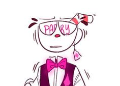 a drawing of a person wearing glasses and a bow tie with the word pay written on it