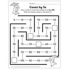 a printable worksheet for children to learn how to count numbers in the maze