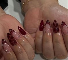 Cherry Red Nails Chrome, 3d Red Nails, Cherry Red Nail Art, Cherry Red Nail Designs, Cherry Red Almond Nails, Nail Designs Burgundy, Fall Red Nails, Nails Cherry Red, Cherry Red Nails