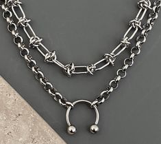 PLEASE READ ITEM DETAILS/DESCRIPTION: 🟢HANDMADE in California, QUALITY materials 🟦CHAIN:  -stainless steel (NON-TARNISH, long-lasting) ✔️TWO SEPARATE NECKLACES -14 inch and 16 inch, OR -16 inch and 18 inch (women's AVERAGE neck size), OR -18 inch and 20 inch, OR -20 inch and 22 inch  -see Sizing Chart photo -lobster claw clasps 🟦PENDANT(S):  *silver plated base metal -tarnish resistant coating 🔵CARE INSTRUCTIONS: To maintain the color and shine of our fashion jewelry: avoid contact with beau Necklaces Layered, Bull Ring, Metal Pendants, Airtight Storage, Punk Goth, Beauty Body, Metal Pendant, Body Products, Base Metal