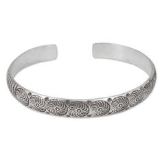 Traditional Karen hill tribe whirlwind motifs grace this charming bracelet. The silver cuff features fascinating hand stamped textures. .950 silver Charming Bracelet, Heart Dangle Earrings, Unique Jewelry Designs, Silver Cuff Bracelet, Jewelry Packaging, Silver Cuff, Jewelry Creation, Jewelry Gift Box, Creative Fashion