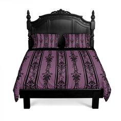 Dancing Skeleton 3-Piece Bedding Set. Give your bedroom a moody transformation with this spooky baroque 3-piece Bedding set. This gothic Duvet Cover and Pillowcase set features a striking striped damask pattern adorned with cute dancing skeletons in dusty rose pink and black. Perfect for those seeking a unique fusion of dark gothic allure and moody aesthetics.  **Please note, while I design all my patterns in Athens, Greece, this product is printed to order and shipped from my printing partner i Gothic Comforter, Victorian Gothic Bedroom, Maximalist Bedroom Decor, Pink And Black Bedroom, Gothic Baroque, Maximalist Bedroom, Gothic Bedroom, Dancing Skeletons, Dancing Skeleton