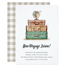 a card with luggage on top of it