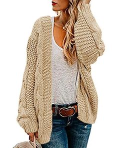 PRICES MAY VARY. Made of high quality knitted material, soft, cozy and comfortable to wear Womens cardigan sweaters feature in open front, cable knit, long sleeve, oversized loose fit style, solid color, chunky knit sweater cardigans Oversized cardigan sweaters for women nicely paired with jeans, joggers, sweatpants, boots, sexy heels or sneakers in spring, fall, winter Stylish cardigan suits for casual daily life, home, school, office, outdoor, party, work, vacation, holiday, Thanksgiving Day, Chunky Cable Knit Cardigan, Oversized Sweater Cardigan, Loose Coats, Outwear Coat, Cardigan Sweaters, Comfortable Sweater, Chunky Knit Cardigan, Cable Knit Cardigan, Knit Long Sleeve