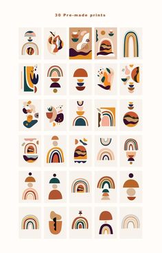 a poster with different shapes and colors