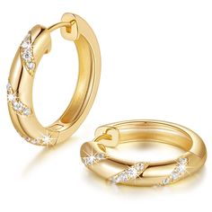 PRICES MAY VARY. 【Elegant Cubic Zirconia Detailing】Half adorned with three strings of meticulously arranged cubic zirconia, these 14k gold hoops earrings for women encapsulate the magnificence of cubic zirconia hoop earrings for women. Each stone captures and reflects light with an unmatched brilliance, ensuring you steal the spotlight by wearing our 14 karat gold hoop earrings wherever you go. 【Versatile Huggie Design】Striking a balance between the daintiness of gold small hoop earrings for wom Bold Gold Earrings, Gold Small Hoop Earrings, Gold Hoops Earrings, Gold Huggie Hoop Earrings, 14k Gold Hoop Earrings, Small Gold Hoop Earrings, Small Gold Hoops, Chunky Hoop Earrings, Gold Earrings For Women