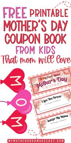 free printable mother's day coupon book for kids that mom will love