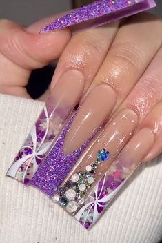 Purple Holiday Nails, Purple Christmas Nails, Purple Winter Nails, Purple Christmas, Holiday Nails, Trendy Nails