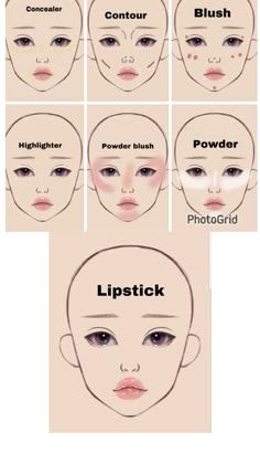 Makeup Routine Guide, Monolid Makeup, Makeup Charts, Asian Makeup Tutorials, Korean Makeup Tutorials, Simple Makeup Tips, Makeup Face Charts, Face Charts, Makeup Advice