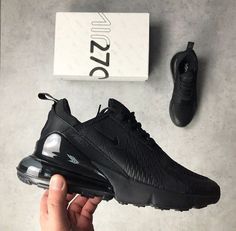 All Black Nike Shoes, All Black Nikes, Baby Nike, Nike Shoes For Sale, Exclusive Shoes, Nike Air Max 270, Air Max 270, Triple Black