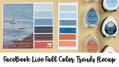 several different color samples are displayed next to each other on a wall with the words facebook like fall color trend recap