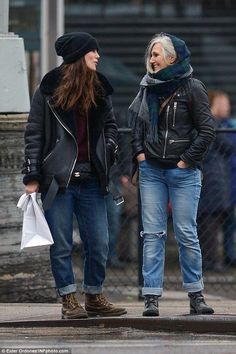 Keira and Mom... Nyc December, Keira Knightley Style, Kiera Knightly, Celebrities Leather Jacket, Leather Jacket Women, December 23, Real Leather Jacket, Keira Knightley, Biker Style