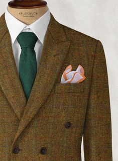 Tweed is indeed stepped in tradition, but it can easily translate to right here, right now, with the proper tailoring know-how. Our Harris Tweed Highland Rust Double Breasted Suit crafted from wool fabric is tactile, soft, breathable, adaptable and exudes a warm feel. The rustic suit combines the textured weave with a contemporary tailored fit and throws in precise plaids to take the suit to a fresh level that’ll work from days at the office to special occasions in cooler weather. 
 
 Look Inclu Fitted Tweed Suits With Herringbone Pattern, Fitted Wool Tweed Jacket With Suit Collar, Tweed Herringbone Suit For Tailoring, Fitted Tweed Jacket With Notch Lapel, Fitted Tweed Jacket With Suit Collar, Fitted Tweed Blazer With Herringbone Pattern, Tailored Long Sleeve Tweed Suit, Fitted Herringbone Tweed Jacket In Timeless Style, Fitted Tweed Jacket With Herringbone Pattern