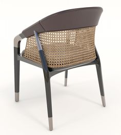 a chair made out of wicker and metal