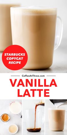 vanilla latte recipe with instructions for making it